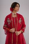 Buy_Kalakari By Akanksha_Red Chanderi , Organza Embroidery, Piping, Zari Gulabo Kurta Set 