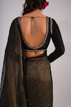 Buy_Kalakari By Akanksha_Black Organza, Tissue, Chanderi Silk Embroidery V-neck, Begum Saree And Blouse 