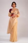 Buy_Kalakari By Akanksha_Gold Organza, Tissue, Silk, Chanderi Embroidery Nazaakat Saree And Hand Blouse _at_Aza_Fashions