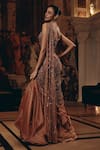 Shop_Adaara Couture_Rose Gold Net, Satin, Organza, Silk Sequins, Embellished Drape Saree Gown _at_Aza_Fashions