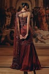 Shop_Adaara Couture_Burgundy Net, Satin, Chiffon, Silk Sequins, Embroidery Embellished Saree Gown _at_Aza_Fashions