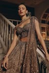 Buy_Adaara Couture_Olive Green Net, Satin Sequins, Beads, Embellished Blouse And Lehenga Set _Online_at_Aza_Fashions