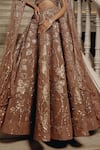 Buy_Adaara Couture_Gold Net, Organza, Satin Beads, Sequins, Lehenga Set With Draped Cape _Online_at_Aza_Fashions