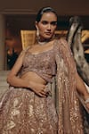 Shop_Adaara Couture_Gold Net, Organza, Satin Beads, Sequins, Lehenga Set With Draped Cape _Online_at_Aza_Fashions