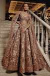 Buy_Adaara Couture_Gold Net, Organza, Satin Beads, Sequins, Lehenga Set With Draped Cape _at_Aza_Fashions