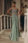 Buy_Adaara Couture_Mint Net, Satin, Crepe Sequins, Embroidery Sweetheart Neck Embellished And Gown _at_Aza_Fashions