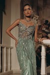 Adaara Couture_Mint Net, Satin, Crepe Sequins, Embroidery Sweetheart Neck Embellished And Gown _Online_at_Aza_Fashions