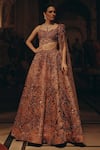 Buy_Adaara Couture_Blush Satin, Organza, Net Sequins, Embroidery, And Lehenga With Draped Blouse _at_Aza_Fashions