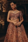Adaara Couture_Blush Satin, Organza, Net Sequins, Embroidery, And Lehenga With Draped Blouse _Online_at_Aza_Fashions