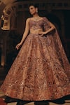 Adaara Couture_Blush Satin, Organza, Net Sequins, Embroidery, And Lehenga With Draped Blouse _at_Aza_Fashions