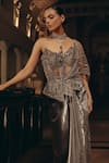 Shop_Adaara Couture_Silver Net, Satin, Crepe Sequins, Embroidery Embellished Corset Saree Gown _Online_at_Aza_Fashions