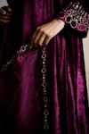 Shop_Charkhee_Purple Velvet, Organza Embroidery, Metallic Thread, Placed Phiran Kurta Set 