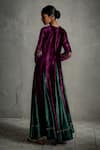 Shop_Charkhee_Purple Velvet Embroidery V-neck Contrast Kalis Wrap Maxi Dress _at_Aza_Fashions