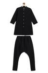 Buy Tiber Taber Black Cotton Plain Band Collar Kurta And Pyjama Set at Aza Fashions Buy_Tiber Taber_Black Cotton Plain Band Collar Kurta And Pyjama Set _at_Aza_Fashions