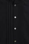 Buy_Tiber Taber_Black Cotton Pintuck Detail Band Collar Shirt 