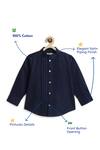 Tiber Taber_Navy Cotton Pintuck Detail Mandarin Collar Shirt _at_Aza_Fashions