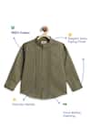 Shop_Tiber Taber_Olive Green Cotton Pintuck Detail Band Collar Shirt _Online_at_Aza_Fashions