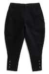 Buy_Tiber Taber_Black Cotton Knee Patch Pant With Side Snap Buttons 