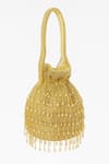 Shop_Tasna_Gold Stones, Beads, Tassels Embellished Potli Bag _at_Aza_Fashions