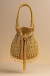 Buy_Tasna_Gold Stones, Beads, Tassels Embellished Potli Bag _at_Aza_Fashions