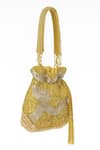 Shop_Tasna_Gold Stones, Beads, Tassels Embroidered Potli Bag _at_Aza_Fashions