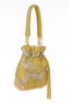Tasna_Gold Stones, Beads, Tassels Embroidered Potli Bag _Online_at_Aza_Fashions
