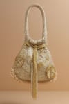 Buy_Tasna_Silver Stones, Beads, Tassels Embroidered Potli Bag _at_Aza_Fashions