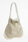 Tasna_Silver Stones, Beads, Tassels Handcrafted And Embellished Potli Bag _Online_at_Aza_Fashions