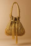 Buy_Tasna_Gold Stones, Beads, Tassels Handcrafted And Embellished Potli Bag _at_Aza_Fashions