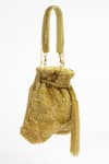 Tasna_Gold Stones, Beads, Tassels Handcrafted And Embellished Potli Bag _Online_at_Aza_Fashions