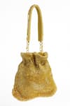 Shop_Tasna_Gold Stones, Beads, Tassels Handcrafted And Embellished Potli Bag _at_Aza_Fashions