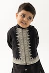 Shop_Tiber Taber_Black Cotton Embroidery Bundi Jacket 