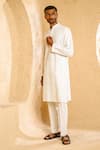 Buy_Chatenya Mittal_Off White Cotton, Silk Pintuck Embroidered Kurta And Pant Set _Online_at_Aza_Fashions