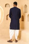 Shop_Chatenya Mittal_Navy Silk Mirrors Work Kurta And Draped Pant Set _at_Aza_Fashions