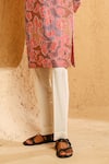 Shop_Chatenya Mittal_Multi Color Silk Embroidery Blend Kurta And Pant Set _Online_at_Aza_Fashions