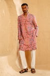 Buy_Chatenya Mittal_Multi Color Silk Embroidery Blend Kurta And Pant Set _at_Aza_Fashions