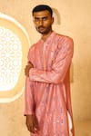 Chatenya Mittal_Pink Silk Mirrors Embroidered Kurta And Draped Pant Set _Online_at_Aza_Fashions