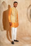 Chatenya Mittal_Mustard Cotton, Silk Embroidery Nehru Jacket Kurta Set _at_Aza_Fashions