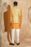 Shop_Chatenya Mittal_Mustard Cotton, Silk Embroidery Nehru Jacket Kurta Set _at_Aza_Fashions