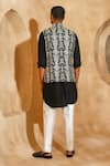 Shop_Chatenya Mittal_Black Silk, Cotton Embroidery Nehru Jacket And Kurta Set _at_Aza_Fashions