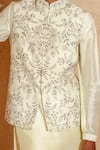 Shop_Chatenya Mittal_Beige Silk Embroidery Dori And Dabka Nehru Jacket Set _Online_at_Aza_Fashions