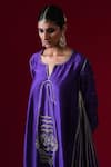 Kalakari By Akanksha_Purple Chanderi Silk, Organza Rani A-line Kurta And Pant Set With Dupatta _Online_at_Aza_Fashions
