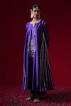 Buy_Kalakari By Akanksha_Purple Chanderi Silk, Organza Rani A-line Kurta And Pant Set With Dupatta _Online_at_Aza_Fashions