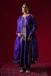 Buy_Kalakari By Akanksha_Purple Chanderi Silk, Organza Rani A-line Kurta And Pant Set With Dupatta _at_Aza_Fashions
