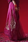 Buy_Kalakari By Akanksha_Burgundy Organza, Chanderi Silk Embroidery, Rajkumari Saree And Pure Blouse _Online_at_Aza_Fashions