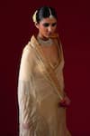 Kalakari By Akanksha_Gold Organza, Chanderi Silk Embroidery, Zari, Sequins Padmini Saree With Blouse _Online_at_Aza_Fashions