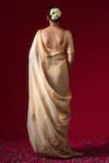 Shop_Kalakari By Akanksha_Gold Organza, Chanderi Silk Embroidery, Zari, Sequins Padmini Saree With Blouse _at_Aza_Fashions
