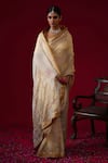 Shop_Kalakari By Akanksha_Gold Organza, Chanderi Silk Embroidery, Zari, Sequins Padmini Saree With Blouse _Online_at_Aza_Fashions