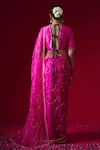 Shop_Kalakari By Akanksha_Fuchsia Organza, Chanderi Silk Embroidery, Indumati Saree And Pure Blouse _at_Aza_Fashions