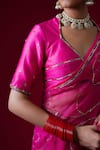 Shop_Kalakari By Akanksha_Fuchsia Organza, Chanderi Silk Embroidery, Indumati Saree And Pure Blouse _Online_at_Aza_Fashions